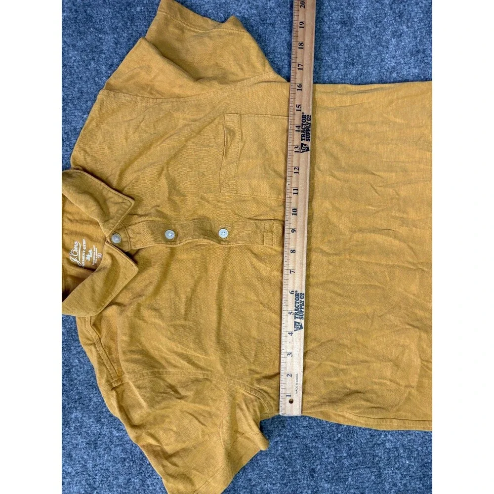 J.CREW T Shirt Mens Small Yellow Garment Dyed Slub Cotton Short Sleeve Collared